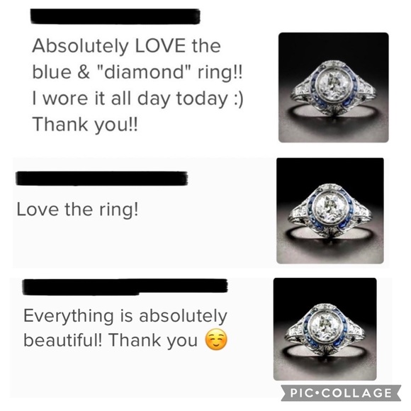 New Sterling Silver & Sapphire Art Deco Ring - Picture 8 of 8